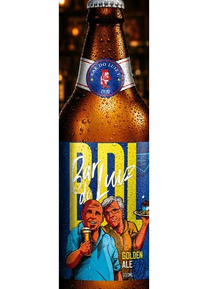 Garrafa com rótulo personalizado do Bar do Luiz, estilo Golden Ale