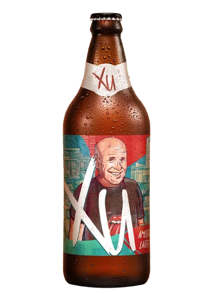 Garrafa da cerveja XU, rótulo personalizado do Grupo Mozzafiato